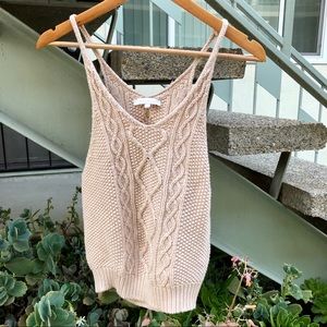 Olivaceous Beige Knit Crop Top Tank Size S